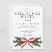 Feestelijke Bow Corporate Christmas Party Kaart (Voorkant)
