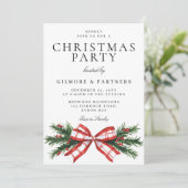 Feestelijke Bow Corporate Christmas Party Kaart (Staand voorkant)