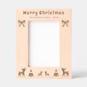 Feestelijke Bow Deer Kerstboom Familiefoto Gegraveerde Lijstjes (Voorkant)