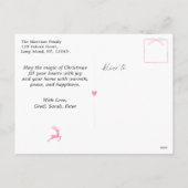 Feestelijke Bow & Trees Doodle Pink Holiday Briefk Feestdagenkaart (Achterkant)