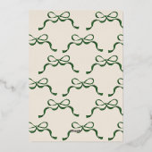 Feestelijke Bows Cream & Groen Echt Goud Ovaal Fot Folie Feestdagenkaart (Achterkant)