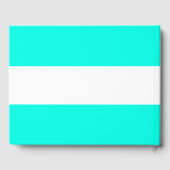 Feestelijke Bright Aqua White Stripes LAAT IT SNEE Gastenboek (Achterkant)