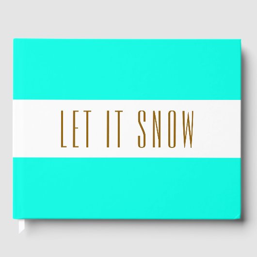 Feestelijke Bright Aqua White Stripes LAAT IT SNEE Gastenboek (Voorkant)