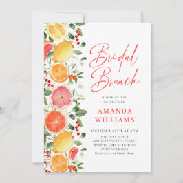 Feestelijke Bright Floral Citrus Slice Bridal Brun Kaart