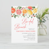 Feestelijke Bright Floral Citrus Slice Bridal Brun Kaart (Staand voorkant)