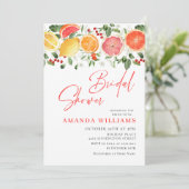 Feestelijke Bright Floral Citrus Slice Bridal Brun Kaart (Staand voorkant)