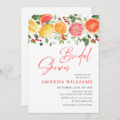 Feestelijke Bright Floral Citrus Slice Bridal Brun Kaart (Voorkant / Achterkant)