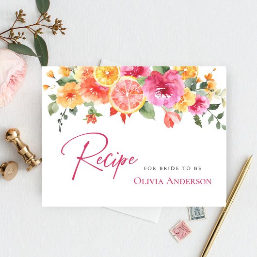 Feestelijke Bright Flowers Citrus Bruidsrecept Kaa Briefkaart