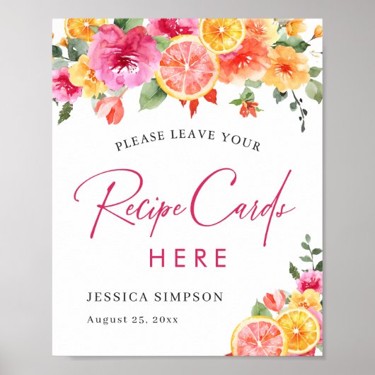 Feestelijke Bright Flowers Citrus Bruidsrecept Kaa Poster (Voorkant)