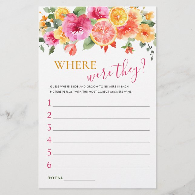 Feestelijke Bright Flowers Citrus Vrijgezellenfees (Voorkant)