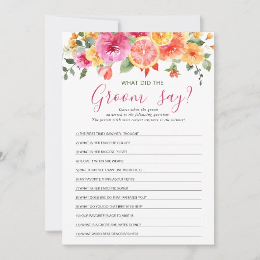 Feestelijke Bright Flowers Citrus Vrijgezellenfees Kaart (Voorkant)