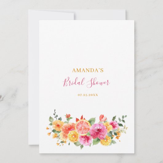 Feestelijke Bright Flowers Citrus Vrijgezellenfees Kaart (Achterkant)