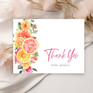 Feestelijke Bright Flowers Floral Citrus Dank u Briefkaart