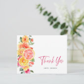 Feestelijke Bright Flowers Floral Citrus Dank u Briefkaart (Staand voorkant)