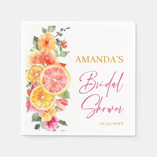 Feestelijke Bright Flowers Slice Citrus Vrijgezell Servet (Voorkant)