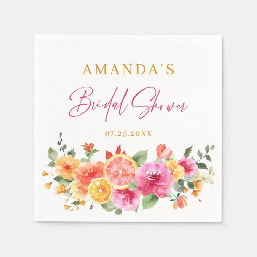 Feestelijke Bright Flowers Slice Citrus Vrijgezell Servet (Voorkant)