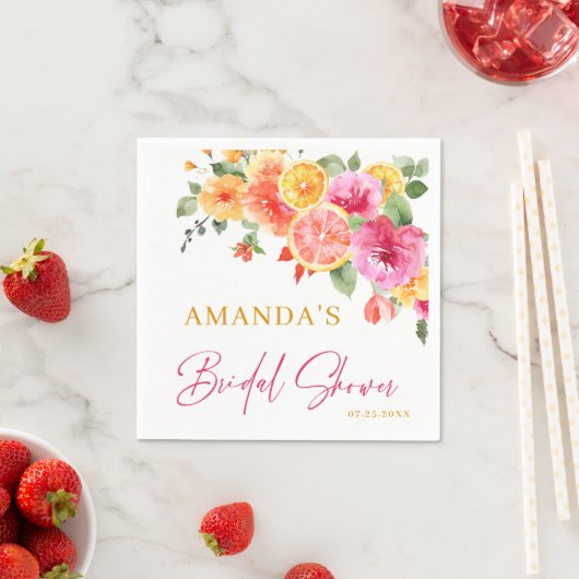 Feestelijke Bright Flowers Slice Citrus Vrijgezell Servet (Insitu)