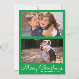 Feestelijke Bright Green Twee foto vakantie collag Magnetische Uitnodiging