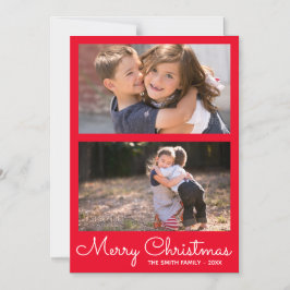 Feestelijke Bright Red 2 foto vakantie collage Magnetische Uitnodiging