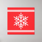 Feestelijke Bright Red White Racing Stripes Snowfl Canvas Afdruk (Voorkant)