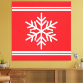 Feestelijke Bright Red White Racing Stripes Snowfl Canvas Afdruk (Insitu (Woonkamer))
