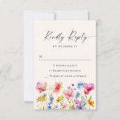 Feestelijke Bright Waterverf Flowers Bruiloft RSVP Kaartje (Voorkant)