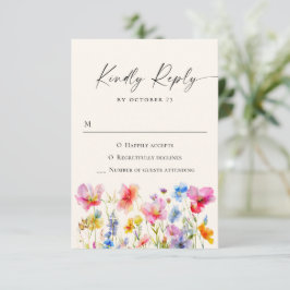 Feestelijke Bright Waterverf Flowers Bruiloft RSVP Kaartje