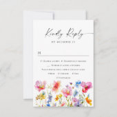 Feestelijke Bright Waterverf Flowers Bruiloft RSVP Kaartje (Voorkant)