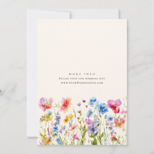 Feestelijke Bright Waterverf Wild Flowers Bruiloft Kaart (Achterkant)