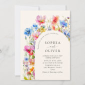 Feestelijke Bright Waterverf Wild Flowers Bruiloft Kaart (Voorkant)