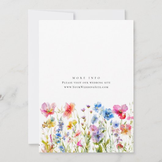 Feestelijke Bright Waterverf Wild Flowers Bruiloft Kaart (Achterkant)