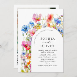 Feestelijke Bright Waterverf Wild Flowers Bruiloft Kaart