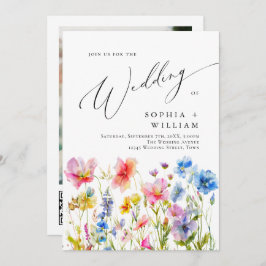 Feestelijke Bright Waterverf Wild Flowers Bruiloft Kaart