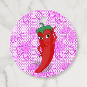 Feestelijke Bruidsdouche Met Rode Hete Peper Diva Bedankjes Labels