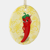 Feestelijke Bruidsdouche Met Rode Hete Peper Diva Keramisch Ornament (Rechts)