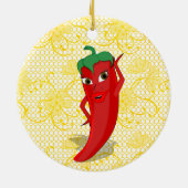 Feestelijke Bruidsdouche Met Rode Hete Peper Diva Keramisch Ornament (Achterkant)