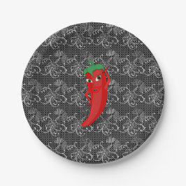 Feestelijke Bruidsdouche Met Rode Hete Peper Diva Papieren Bordje