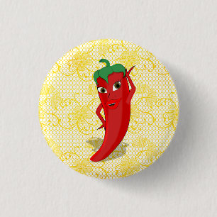 Feestelijke Bruidsdouche Met Rode Hete Peper Diva Ronde Button 3,2 Cm