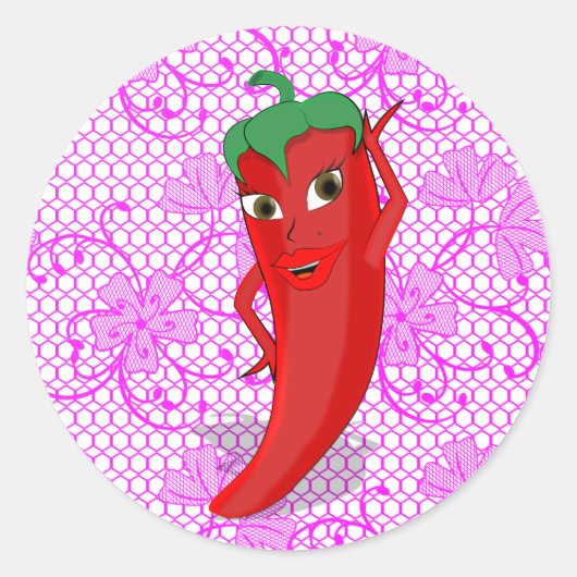 Feestelijke Bruidsdouche Met Rode Hete Peper Diva Ronde Sticker (Voorkant)