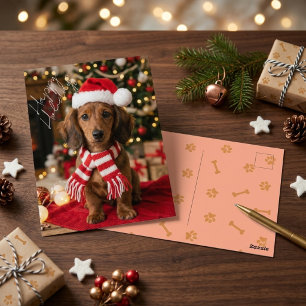 Feestelijke bruine dachshond gezellige kersthuisdi briefkaart
