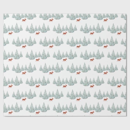 Feestelijke bruine herten onder besneeuwde spar bo cadeaupapier (Vlak)