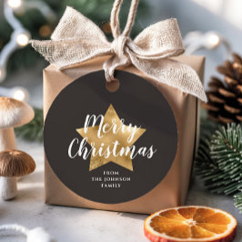 Feestelijke bruine ster Vrolijk Kerstfeest Bedankjes Labels