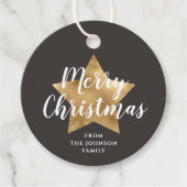 Feestelijke bruine ster Vrolijk Kerstfeest Bedankjes Labels (Voorkant)