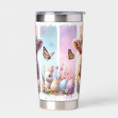 Feestelijke Brushstroke Paas Highland Koe 20oz Geïsoleerde Drinkbeker (Links)