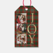 Feestelijke Buffalo Plaid 3 Foto's collage Kerstmi Cadeaulabel (Voorkant)