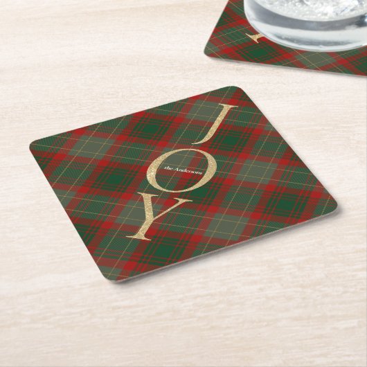 Feestelijke Buffalo Plaid 3 Foto's collage Kerstmi Kartonnen Onderzetters (Schuin)