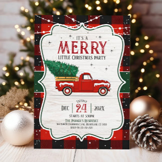 Feestelijke Buffalo Plaid Christmas Party Uitnodig Kaart