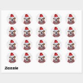 Feestelijke Bulldog en Woof Word Art Kerstmis Ronde Sticker (Vel)