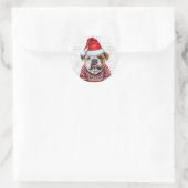 Feestelijke Bulldog en Woof Word Art Kerstmis Ronde Sticker (Tas)