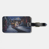 Feestelijke Bulldog in een Winter Wonderland - Ker Bagagelabel (Achterkant horizontaal)